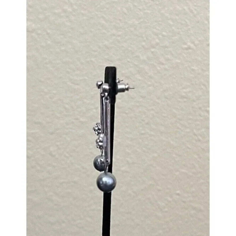 Art de Franco Swarovski Elements and Pearl Dangle Drop Post Earrings 8mm